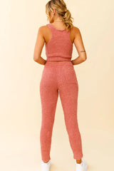 My Girl Fuzzy Knit Jogger Pants Rose