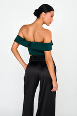 Tenicka Off-Shoulder Crop Top Hunter
