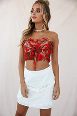 Paloma Crochet Tassel Skirt White