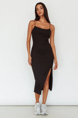 In My Element Split Midi Dress Black