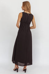 Karine Pintuck Pleat Maxi Dress Black