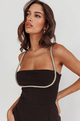 Outspoken Diamante Straps Midi Dress Black