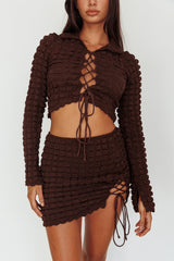 Josseline Long Sleeve Crop Top Chocolate