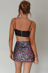 La Nuit Sequin Mini Skirt Multi