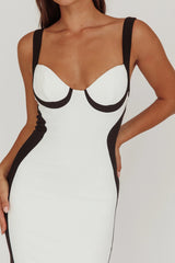 Tenika Contrast Bodycon Midi Dress White