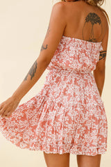 Raquel Strapless Layered Dress Floral Print Blush