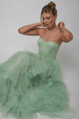 Rori Tulle Cascade Maxi Dress Sage