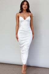 Seraya Lace-Up Back Dress White