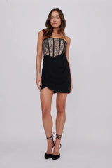 Heart Of Mine Lace Bodice Mini Dress Black