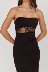 Lilliana Strapless Lace Maxi Dress Black