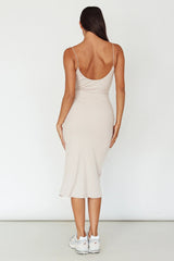 In My Element Split Midi Dress Oatmeal