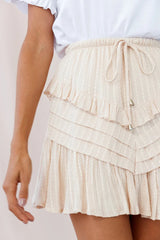 Willah Pintuck And Frill Detail Drawstring Skirt Beige