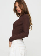 Ellara Long Sleeve Top Brown
