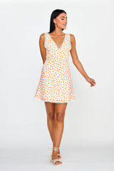 Miss Divine V-Neck Sun Dress Flower Tangerine