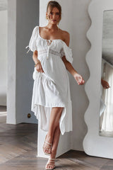 Topanga Canyon String Tie Boho Midi Dress White