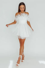 My Beloved Organza Frill Mini Dress White