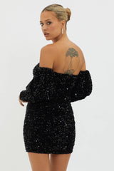 Merry & Bright Sequin Mini Dress Black