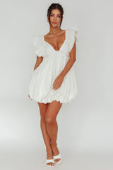 Horoscope Bubble Hem Mini Dress Ivory
