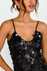 Moon Dust Sequin Mini Dress Black
