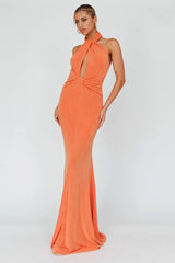 Ileana Twist Bodice Maxi Dress Orange