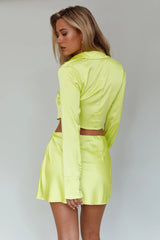 Kari Satin Mini Skirt Lime