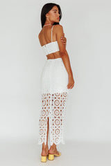 Granada Lace Maxi Skirt White