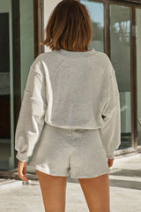 La Femme Drawstring Side Pockets Font Shorts Grey Marle