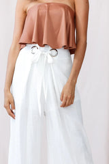 Saigon Wide Leg Eyelet Pants White