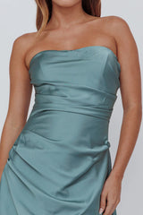 Toni Strapless Ruched Mini Dress Teal