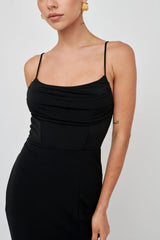 Well Versed Lace Split Maxi Dress Black