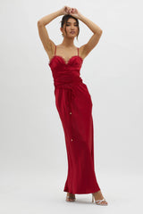 Silver Lining String Tie Waist Dress Red