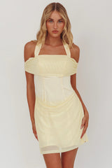 Matias Off-Shoulder Sleeve Halter Mini Dress Butter