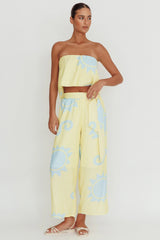 Nectar Sun Print Strapless Top Yellow