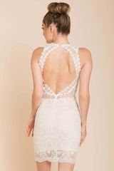 Paris Lacey Bodycon Dress White
