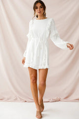 Maiden Long Sleeve Frill Dress White