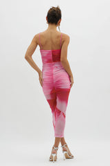 Logan Cami Strap Midi Dress Abstract Pink