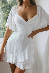 Hand In Mine Ruffle Hem Dress White