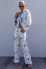 Weekend Bliss Long Sleeve Button Shirt White