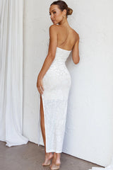 Sing To Me Keyhole Bodice Midi Dress White