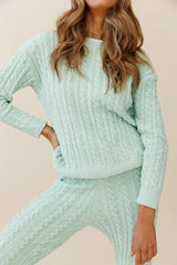 Kansas Cable Knit Fitted Pants Green