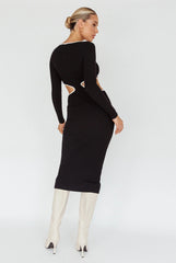 Jovie Keyhole Knit Midi Dress Black