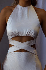 Social Butterfly Cut-Out Waist Midi Dress Oyster