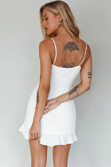 Sky Light Drawstring Bust Mini Dress Ivory