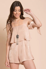 Kaitlynn Tube Top Romper Beige