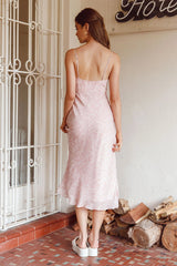 Malibu Gathered Bust Cami Strap Midi Dress Spring Pink