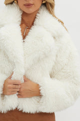 St Moritz Notch Lapel Fur Jacket White