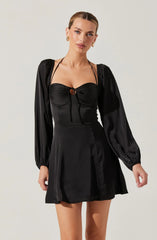 Vivian Satin Halter Mini Dress