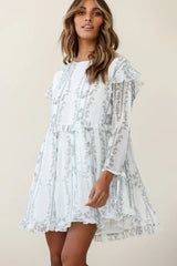 Marion Long Sleeve Shift Dress Vintage Floral Print White