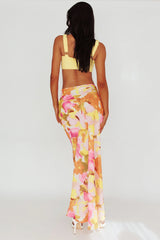 Vacation Midi Skirt Floral Pink/Yellow