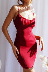 Hola, Chica! Ruched Mesh Open Back Mini Dress Plum